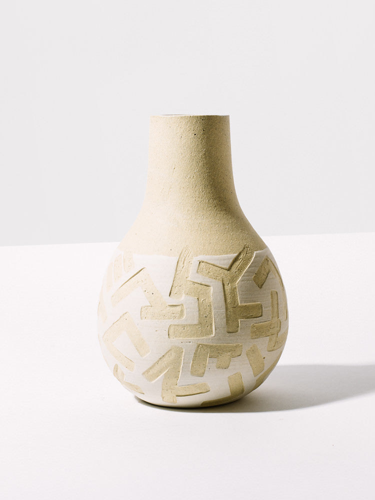 White Etched Vase - Homecoming